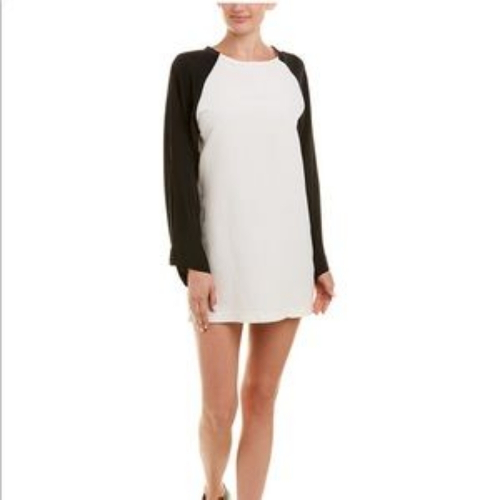 Drifter | NWT Catriona Silk & Linen Dress Long Sleeve Ivory Black Small